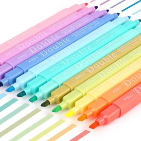 Highlighters, Aesthetic Cute Pastel Highlighters Assorted Colors, 12 Pack Dual Tip Bible Highlighters and Pens No Bleed, Smooth Writing Pastel Markers for Bible Book Planners Journaling