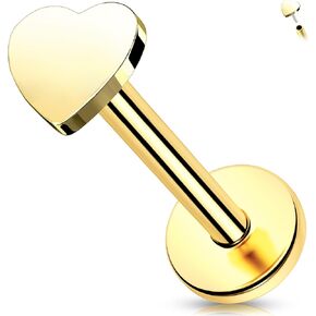 Melighting 14K Solid Gold Flat Back Earring Titanium Threadless Push In Earring 16G Gold Cartilage Earring 6 mm Conch Piercing Jewelry Helix Earring For Women