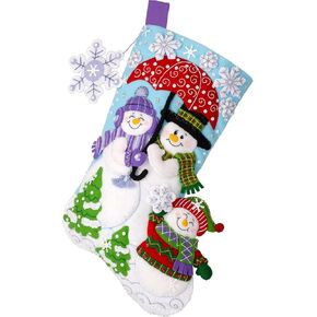 Bucilla, Frosty Family, Felt Applique 18" Stocking Making Kit, Perfect for Holiday DIY Arts and Crafts, 89683E