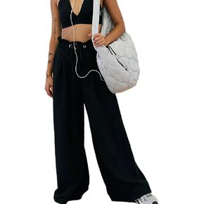 Wide Leg Sweatpants Women High Waisted Cotton Baggy Flared Workout Pants Drawstring Athletic Joggers