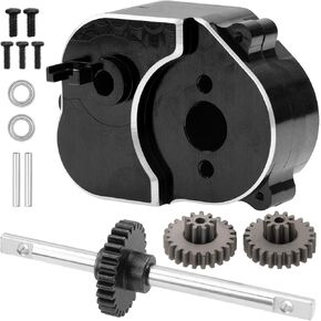 ShareGoo RC Transfer Case Transmission Gearbox Housing & Steel Gear Set Upgrade Parts Compatible with MN82 MN78 1/12 RC Car (Red)