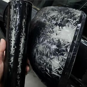 Black Forged Carbon Forged Carbon Fiber Vinyl Wrap, High Gloss Car Wrap Vinyl Roll Auto DIY Decal Sticker Film Sheet Air Release Self-Adhesive Decor Vinyl