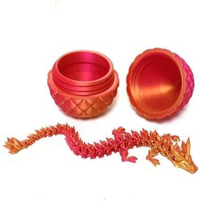3D Printed Dragon Egg, Articulated Dragon Inside, Crystal Dragon Fidget Toy, Mystery Dragon Egg for Autism/ADHD (Silk Green)