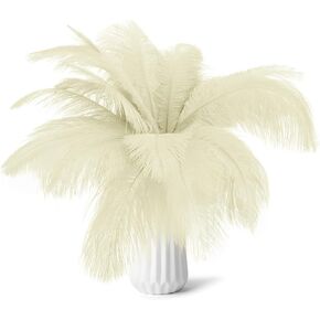 80pcs 15-17 inches (38-43 cm) White Natural Bulk Ostrich Feathers Kit. Kits Contain 8-10 inches of Feathers and 7 inches of White Feather Sticks.for Various DIY Projects.(White)