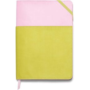 DesignWorks Ink Vegan Leather Journal with Wrap-Around Pocket and 192 Lined Pages, 6" x 8.5", Pink + Chili