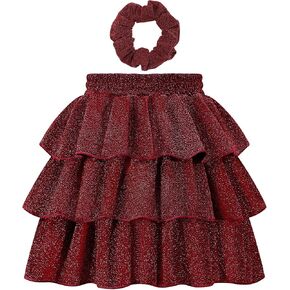 تنورة Weixinbuy للفتيات ترتر سباركلي للأطفال بخصر مطاطي 3 طبقات تنورة توتو للحفلات مع ربطات شعر للفتيات من سن 5 إلى 14 سنة in Kuwait