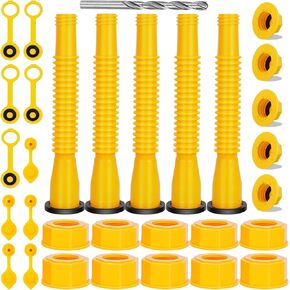 Gas Can Spout Replacement, Old Style Gas Can Nozzle for 1/2/5/10 Gal Gas Can, 5-Kit Flexible Pour Nozzle, Upgrade Fuel Can Spout, Anti-Spill