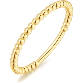 Rings 14K Gold Rings for Women Non Tarnish Beaded Womens Rings Stackable Rings for Women Trendy Rings 5-9