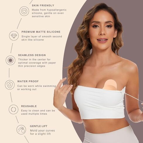 Lolaura Nipple Covers with Lift for Women, Reusable Silicone Breast Pasties, Push Up Invisible Petals, for Strapless Backless in Saudi Arabia