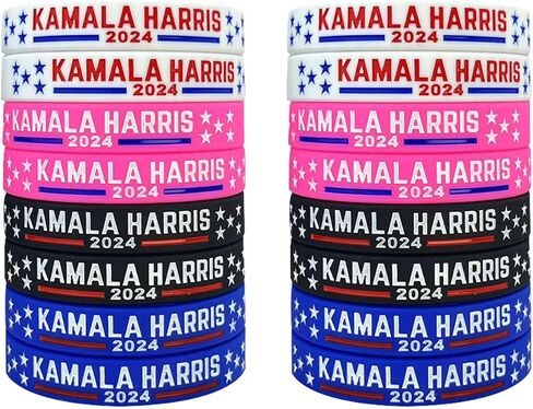 4/8/12/16 Pcs Kamala Harris 2024 President Vote Campaign Bracelets Inspirational Motivational Wristbands Harris 2024 Silicone Bracelets for Men Women…… in Saudi Arabia