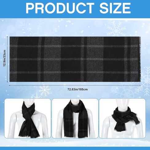 Geyoga 6 Pcs Mens Scarf Mens Winter Warm Long Soft Scarf Plaid Tassel Scarf for Men Soft Classic Scarves Cashmere Feel Scarves in Saudi Arabia