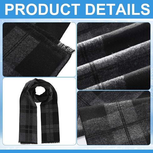 Geyoga 6 Pcs Mens Scarf Mens Winter Warm Long Soft Scarf Plaid Tassel Scarf for Men Soft Classic Scarves Cashmere Feel Scarves in Saudi Arabia