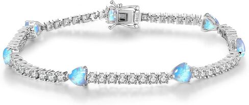 Sterling Silver Tennis Bracelet Birthstone Jewelry for Women Heart Gemstone Charm Link Jewelry Gifts for Her Women, 7 inches in Saudi Arabia