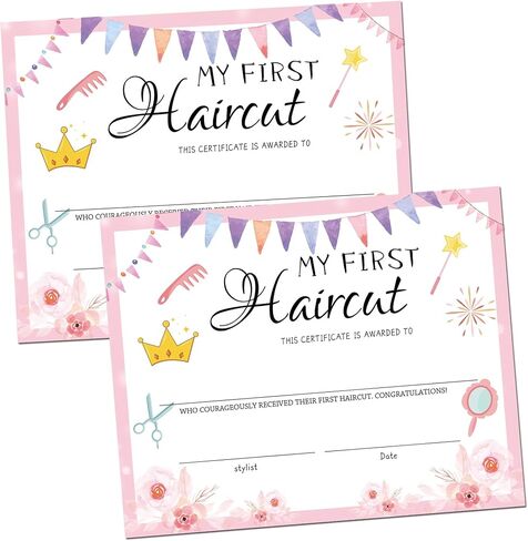 25 Pack Girl My First Haircut Certificate 8x10 Inch-First Haircut Milestone Keepsake Card for Kids Teens in Saudi Arabia