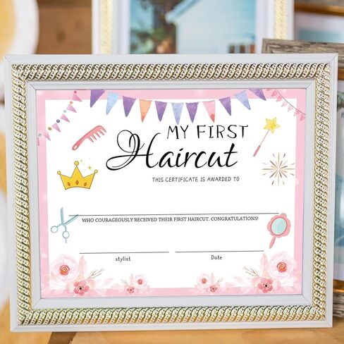 25 Pack Girl My First Haircut Certificate 8x10 Inch-First Haircut Milestone Keepsake Card for Kids Teens in Saudi Arabia