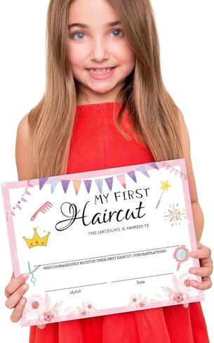 25 Pack Girl My First Haircut Certificate 8x10 Inch-First Haircut Milestone Keepsake Card for Kids Teens in Saudi Arabia