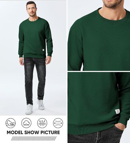 JMIERR Men's Crewneck Sweatshirt Casual Long Sleeve Geometric Texture Sweatshirts Fashion Pullover Shirts in Saudi Arabia