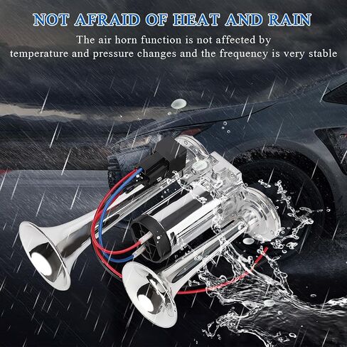 12V Car Air Horn, 600DB Super Loud Dual Trumpet Air Horn Kit, Dual Electric Air Horns Kit with Compressor for Vehicle, Truck, Motorcycle, Universal Car Accessories (Silver) in Saudi Arabia