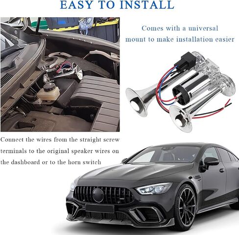 12V Car Air Horn, 600DB Super Loud Dual Trumpet Air Horn Kit, Dual Electric Air Horns Kit with Compressor for Vehicle, Truck, Motorcycle, Universal Car Accessories (Silver) in Saudi Arabia