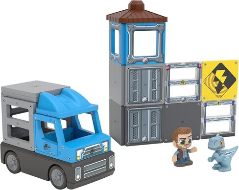 Tile Town Jurassic World Dino Rescue Magnetic Tiles Construction Building Set + Figures + Car, Kids 3-5+, New Action Tiles for Action Play, Realistic Builds, STEM Creative Toy in Saudi Arabia