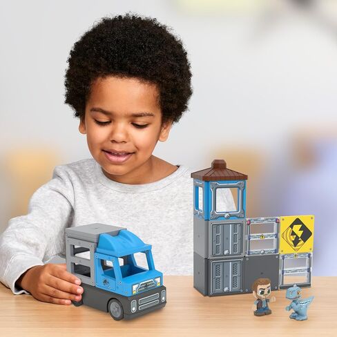 Tile Town Jurassic World Dino Rescue Magnetic Tiles Construction Building Set + Figures + Car, Kids 3-5+, New Action Tiles for Action Play, Realistic Builds, STEM Creative Toy in Saudi Arabia