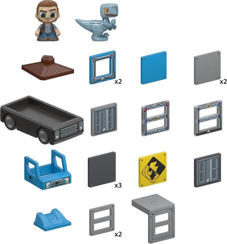 Tile Town Jurassic World Dino Rescue Magnetic Tiles Construction Building Set + Figures + Car, Kids 3-5+, New Action Tiles for Action Play, Realistic Builds, STEM Creative Toy in Saudi Arabia