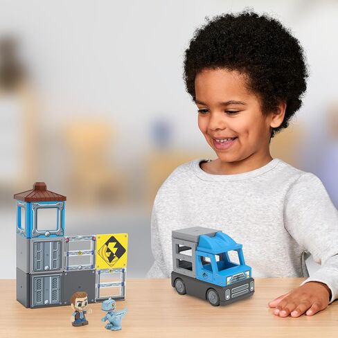 Tile Town Jurassic World Dino Rescue Magnetic Tiles Construction Building Set + Figures + Car, Kids 3-5+, New Action Tiles for Action Play, Realistic Builds, STEM Creative Toy in Saudi Arabia