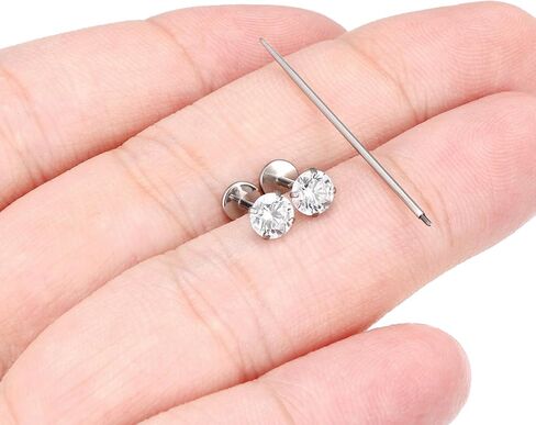 Lcolyoli 20g 18g Titanium Internally Threaded Clear CZ Stud Piercing Jewelry for Nose/Tragus/Cartilage/Conch/Helix - Nose Rings Studs Lip Rings Tragus Piercing Jewelry Cartilage Earring for Women Men in Saudi Arabia
