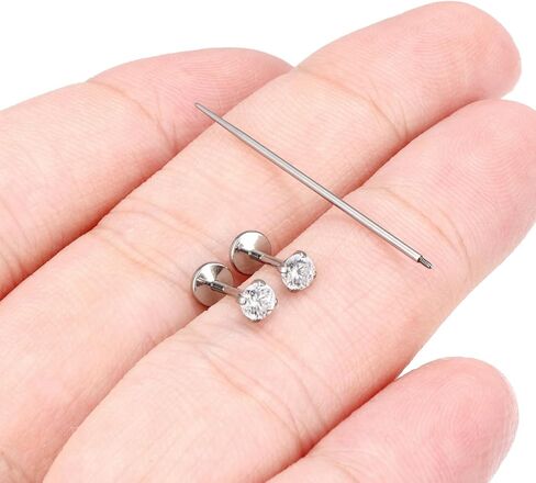 Lcolyoli 20g 18g Titanium Internally Threaded Clear CZ Stud Piercing Jewelry for Nose/Tragus/Cartilage/Conch/Helix - Nose Rings Studs Lip Rings Tragus Piercing Jewelry Cartilage Earring for Women Men in Kuwait