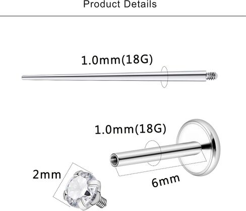 Lcolyoli 20g 18g Titanium Internally Threaded Clear CZ Stud Piercing Jewelry for Nose/Tragus/Cartilage/Conch/Helix - Nose Rings Studs Lip Rings Tragus Piercing Jewelry Cartilage Earring for Women Men in Saudi Arabia