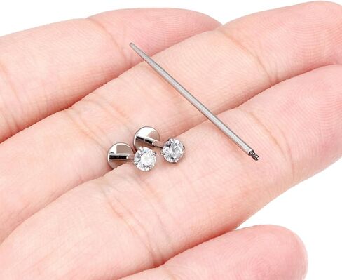 Lcolyoli 20g 18g Titanium Internally Threaded Clear CZ Stud Piercing Jewelry for Nose/Tragus/Cartilage/Conch/Helix - Nose Rings Studs Lip Rings Tragus Piercing Jewelry Cartilage Earring for Women Men in Saudi Arabia