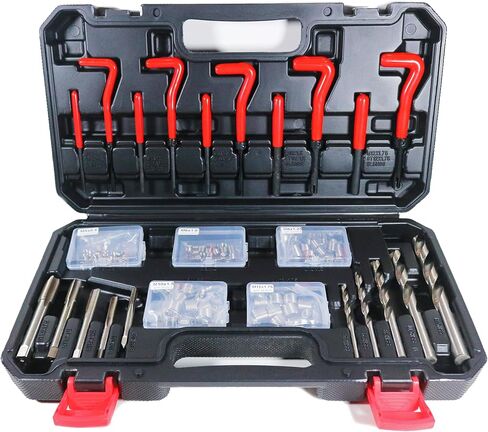 131-Piece Metric Helicoil Thread Repair Kit in M5 M6 M8 M10 M12 with HSS Drill Bits Taps Threaded Inserts Screw Tap Installation and Tang Break Tool,Automotive Engine Spark Plug Rethread in Saudi Arabia