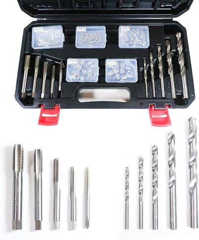 131-Piece Metric Helicoil Thread Repair Kit in M5 M6 M8 M10 M12 with HSS Drill Bits Taps Threaded Inserts Screw Tap Installation and Tang Break Tool,Automotive Engine Spark Plug Rethread in Saudi Arabia