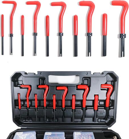 131-Piece Metric Helicoil Thread Repair Kit in M5 M6 M8 M10 M12 with HSS Drill Bits Taps Threaded Inserts Screw Tap Installation and Tang Break Tool,Automotive Engine Spark Plug Rethread in Saudi Arabia