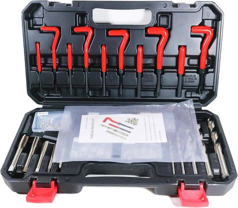 131-Piece Metric Helicoil Thread Repair Kit in M5 M6 M8 M10 M12 with HSS Drill Bits Taps Threaded Inserts Screw Tap Installation and Tang Break Tool,Automotive Engine Spark Plug Rethread in Saudi Arabia