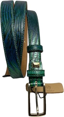 Made In Italy Real Leather Belt - Leopard Print (Green) in Saudi Arabia