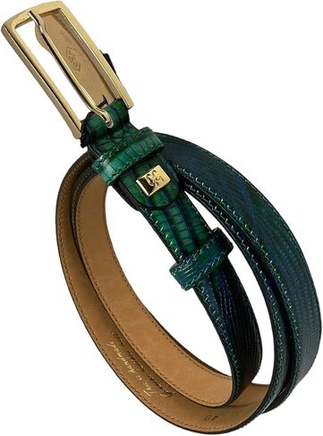 Made In Italy Real Leather Belt - Leopard Print (Green) in Saudi Arabia
