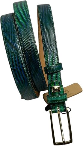 Made In Italy Real Leather Belt - Leopard Print (Green) in Saudi Arabia