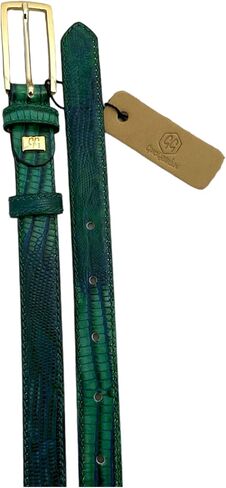 Made In Italy Real Leather Belt - Leopard Print (Green) in Saudi Arabia
