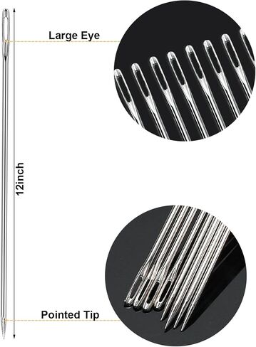 2 Pieces 4 Inch Upholstery Needles Extra Long Sewing Needles Large Eye Stainless Steel Upholstery Needles for Home Craft Sewing Projects (4 Inch) in Saudi Arabia