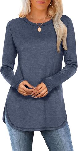 Womens Tunic Tops Long Sleeve Shirts Crew Neck Casual Tshirts Fall Fashion Outfits 2024 in Saudi Arabia