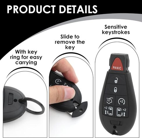Keyless Remote Smart Key Fob Replacement Fit for M3N5WY783X, Compatible with Chrysler Town and Country 2008-2016, Dodge Grand Caravan 2008-2020, 433Mhz 1Sets(7 Buttons) in Saudi Arabia