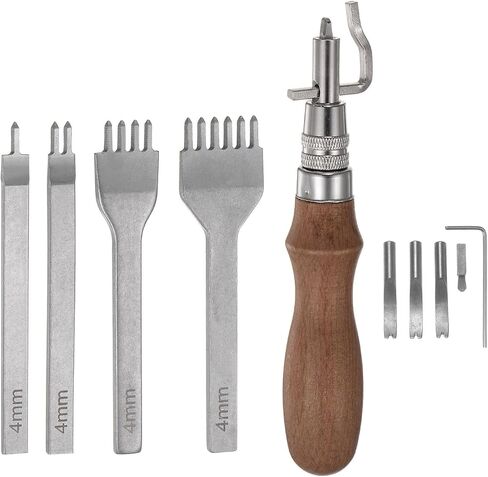 HARFINGTON 7 in 1 Leather Groover Tool Adjustable, 1/2/4/6 Prongs Leather Stitching Punch Stainless Steel Punching Stitching for DIY Leathercraft Edges Carving in Saudi Arabia