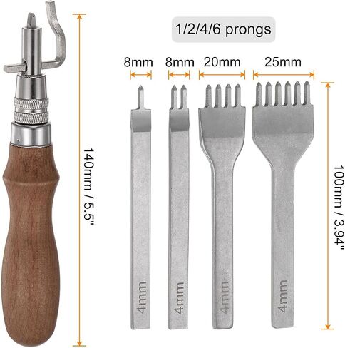 HARFINGTON 7 in 1 Leather Groover Tool Adjustable, 1/2/4/6 Prongs Leather Stitching Punch Stainless Steel Punching Stitching for DIY Leathercraft Edges Carving in Saudi Arabia