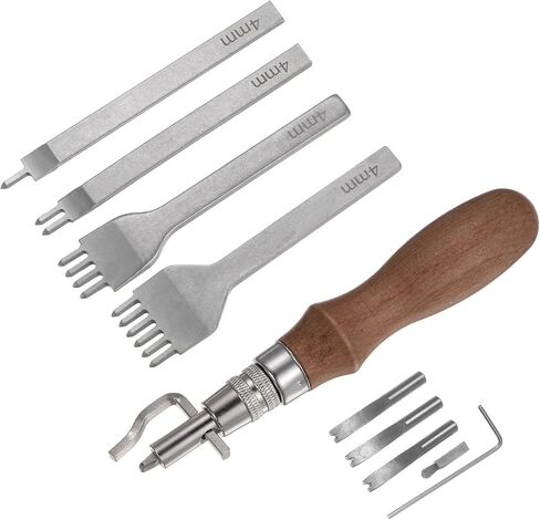 HARFINGTON 7 in 1 Leather Groover Tool Adjustable, 1/2/4/6 Prongs Leather Stitching Punch Stainless Steel Punching Stitching for DIY Leathercraft Edges Carving in Saudi Arabia