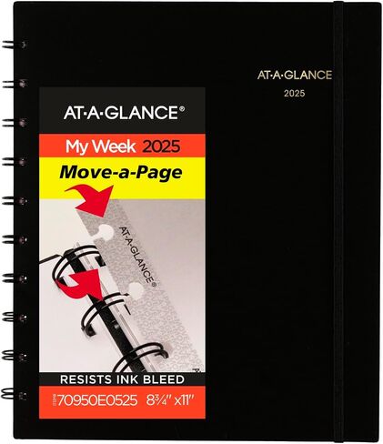 AT-A-GLANCE 2025 Appointment Book Planner, Weekly & Monthly, 8-3/4" x 11", Large, Move-A-Page, Black (70950E0525) in Saudi Arabia