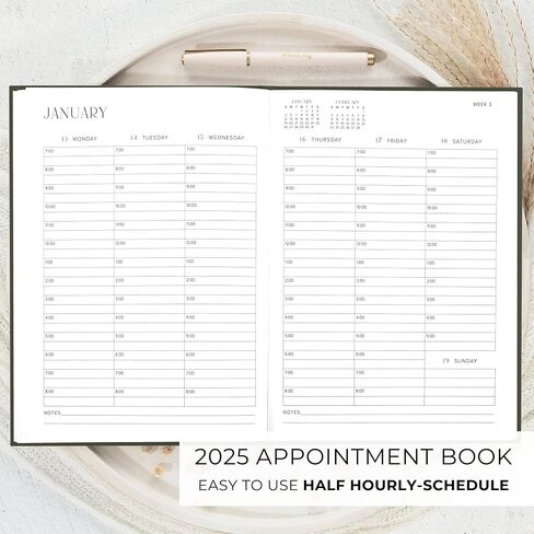Beautiful 2025 Appointment Book Planner - Sturdy Linen Daily Planner & Weekly Calendar with Half Hourly Schedule Easily Keeps Track Of All Your Appointments - The Perfect Day by Day Organizer in Saudi Arabia
