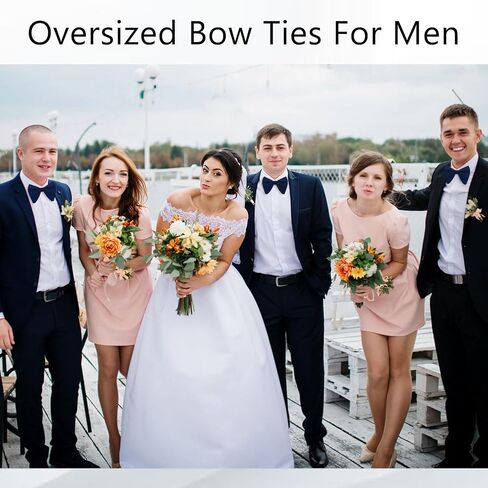 Oversized Bow Ties for Men, Mens Bow Tie Clip on Bowtie for Men Groom Groomsmen Wedding Party Prom Casual Business in Kuwait