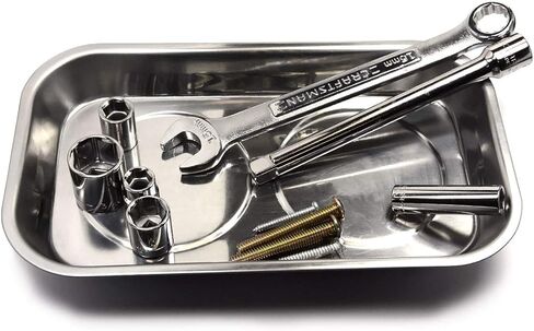 مغناطيسات CMS - (2 قيراط، 5.5 بوصة × 9 بوصة) صينية مستطيلة من الفولاذ المقاوم للصدأ مع مغناطيس قوي للأدوات والأجهزة، التطبيقات - صينية الأدوات، منظم للميكانيكا والحرفيين، متجر السيارات، ورشة عمل in Kuwait