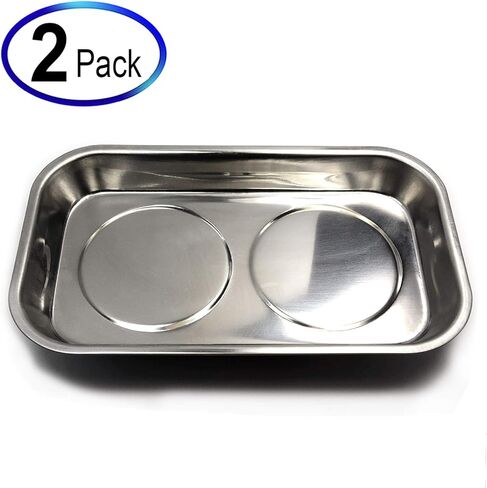 مغناطيسات CMS - (2 قيراط، 5.5 بوصة × 9 بوصة) صينية مستطيلة من الفولاذ المقاوم للصدأ مع مغناطيس قوي للأدوات والأجهزة، التطبيقات - صينية الأدوات، منظم للميكانيكا والحرفيين، متجر السيارات، ورشة عمل in Kuwait